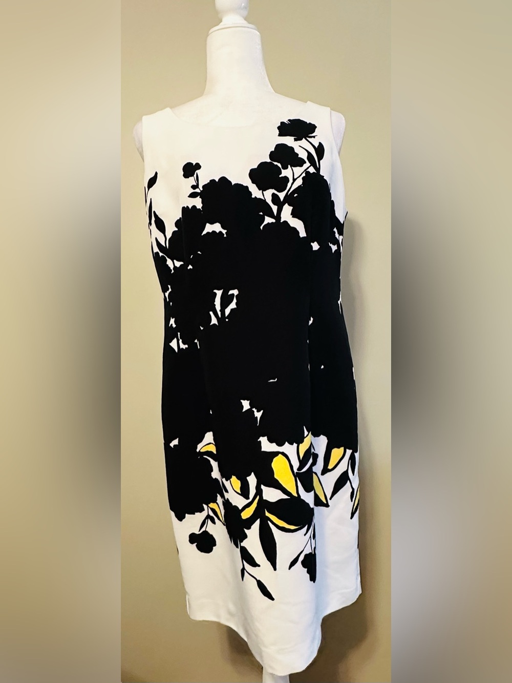 NWT Vintage Y2K Studio I Sleeveless Black & White Floral Shift Dress 12